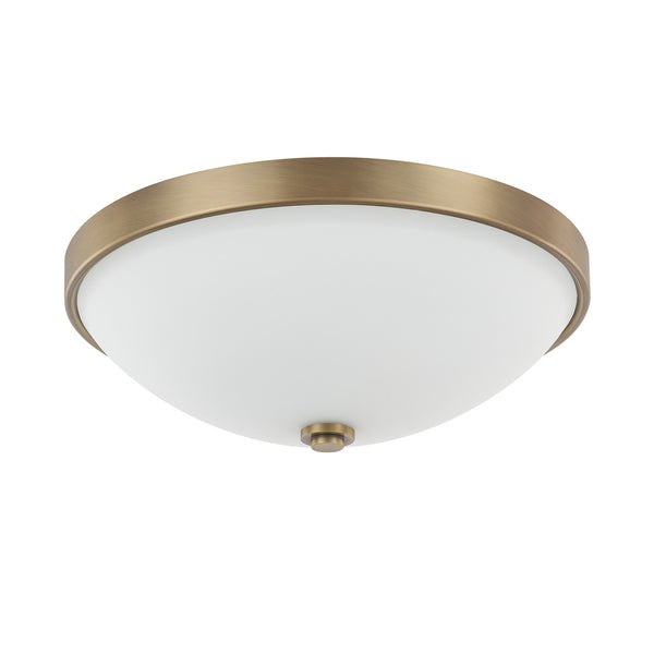 Perkins Two Light Flush Mount in Aged Brass Finish