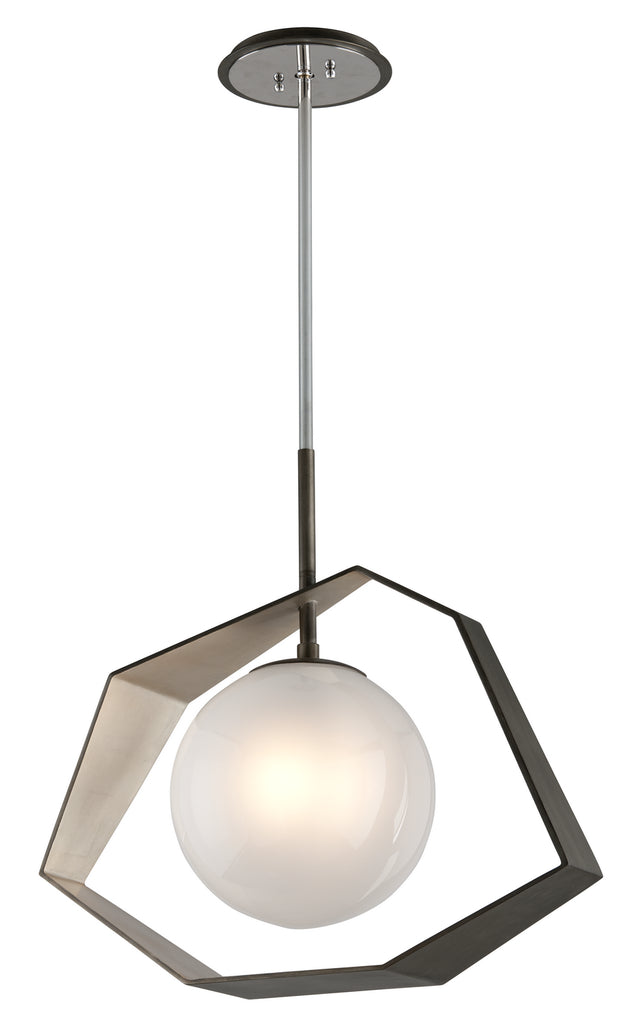 Troy Lighting - F5536 - One Light Pendant - Origami - Graphite With Silver Leaf