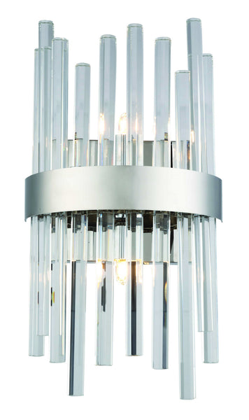 Dallas Two Light Wall Sconce in Chrome And Clear Finish