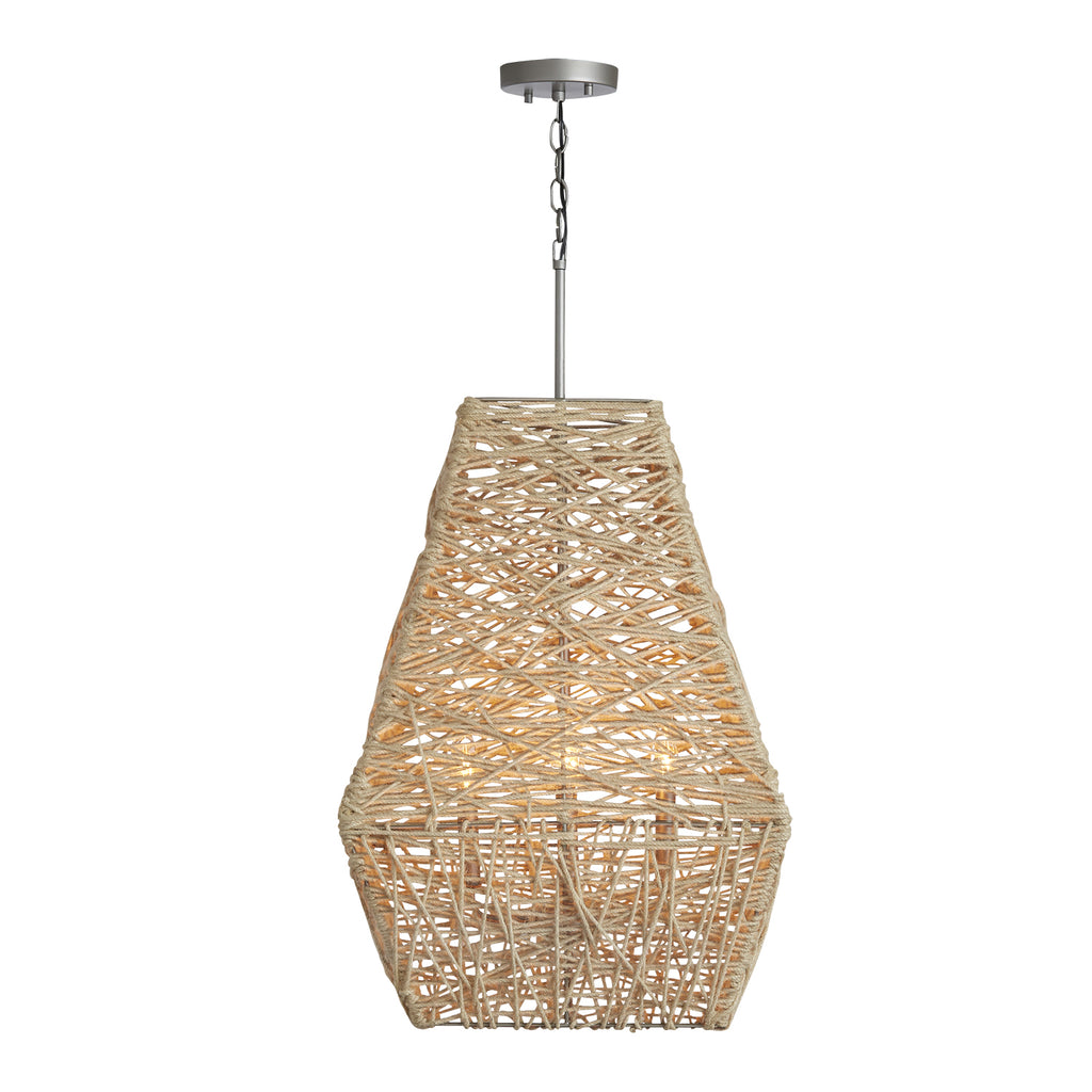 Capital Lighting - 335241NY - Four Light Pendant - Finley - Natural Jute and Grey