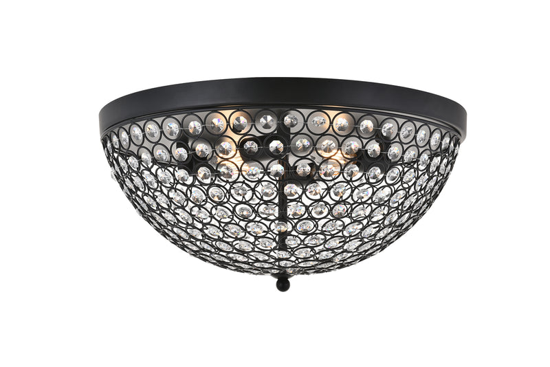 Taye Four Light Flush Mount in Matte Black And Clear Finish
