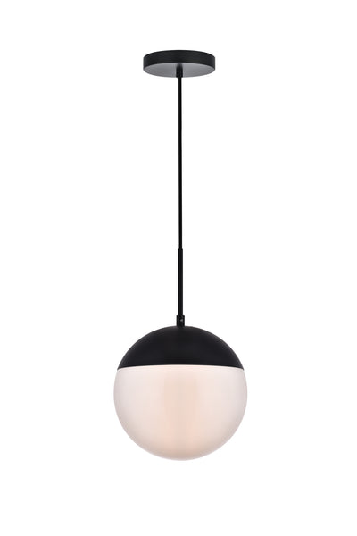 Eclipse One Light Pendant in Black And Frosted White Finish