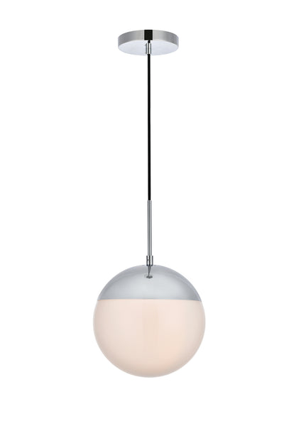 Eclipse One Light Pendant in Chrome And Frosted White Finish