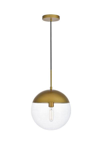 Eclipse One Light Pendant in Brass And Clear Finish