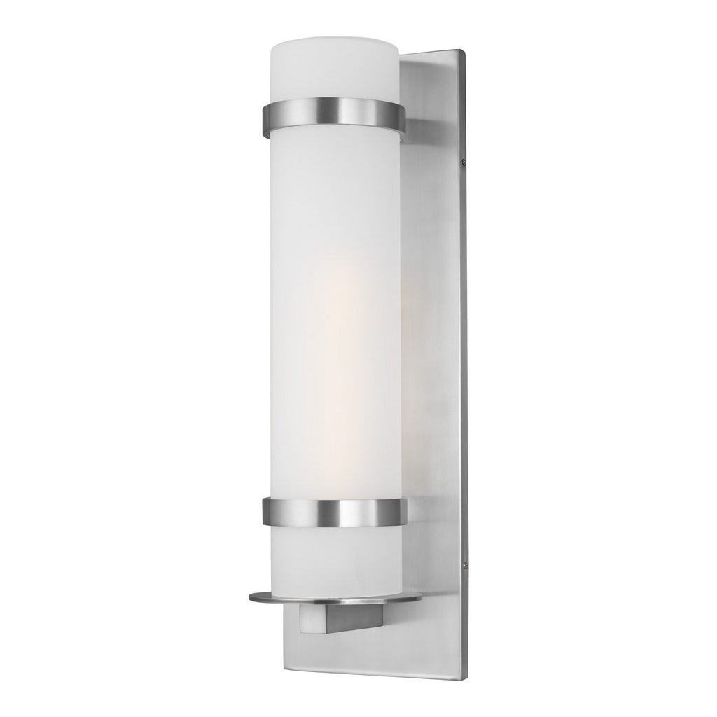 Generation Lighting. - 8718301-04 - One Light Outdoor Wall Lantern - Alban - Satin Aluminum