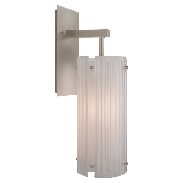 Textured Glass One Light Wall Sconce in Beige Silver Finish