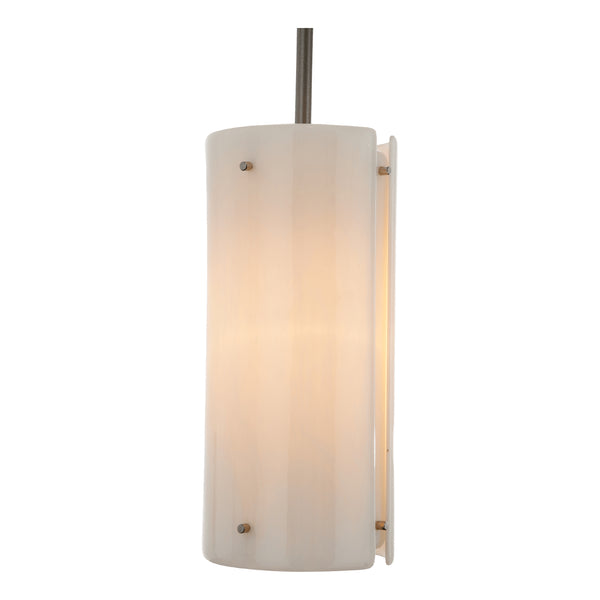 Textured Glass One Light Pendant in Beige Silver Finish