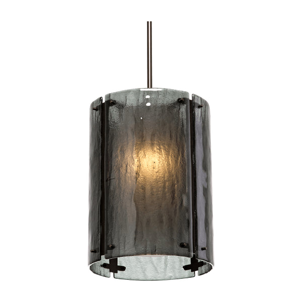 Textured Glass LED Pendant in Flat Bronze Finish