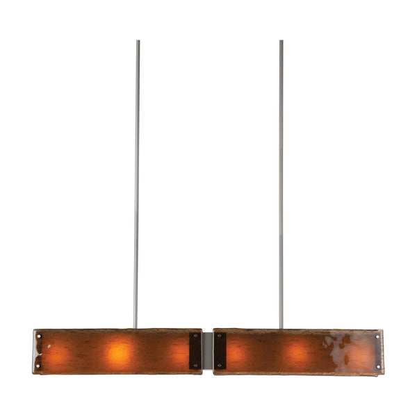 Textured Glass LED Linear Suspension in Beige Silver Finish