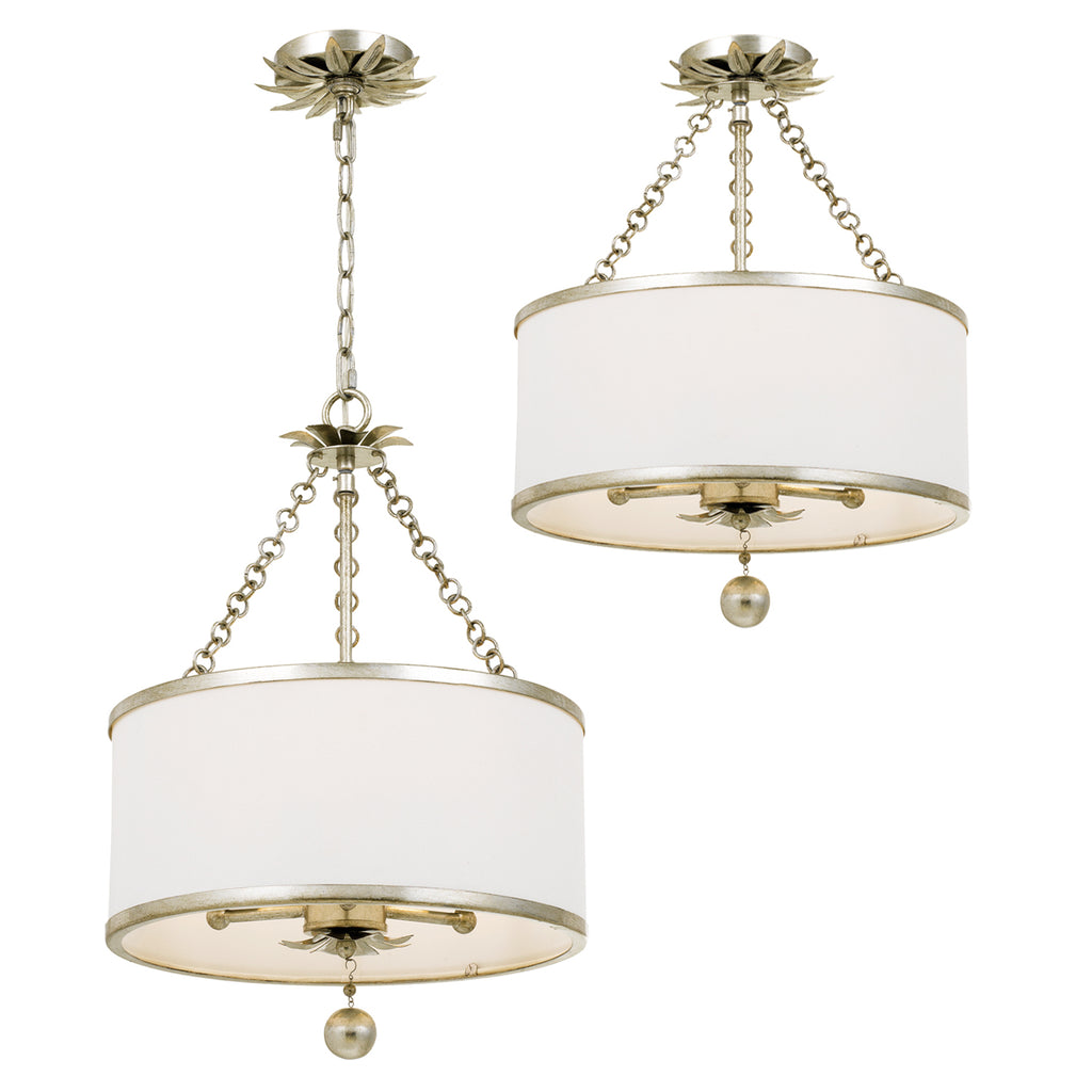 Crystorama - 513-SA_CEILING - Three Light Ceiling Mount - Broche - Antique Silver