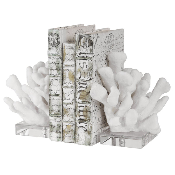 Charbel Bookends, Set/2 in White Finish