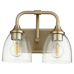 Quorum - 5059-2-280 - Two Light Vanity - Enclave - Aged Brass W/ Clear/Seeded