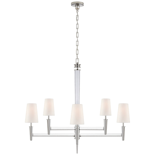Lyra Eight Light Chandelier in Polished Nickel And Crystal Finish