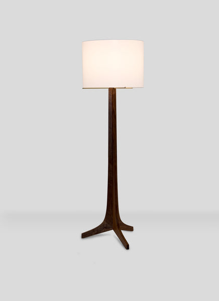 Nauta Floor Lamp Dark Stained Walnut with White Linen Shade