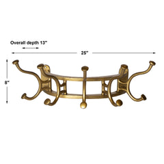 Uttermost - 04214 - Wall Mounted Coat Rack - Starling - Antique Brass