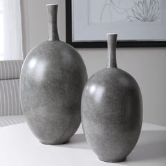 Uttermost - 17711 - Vases, S/2 - Riordan - Marbled Black/White/Matte White