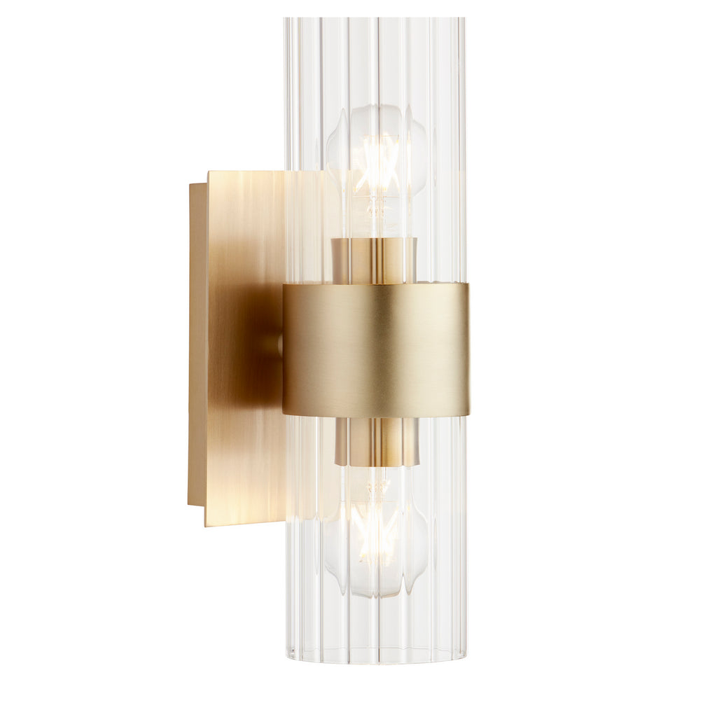 Quorum - 5826-2-80 - Two Light Wall Mount - 5828 Clear Fluted Wall Mounts - Aged Brass