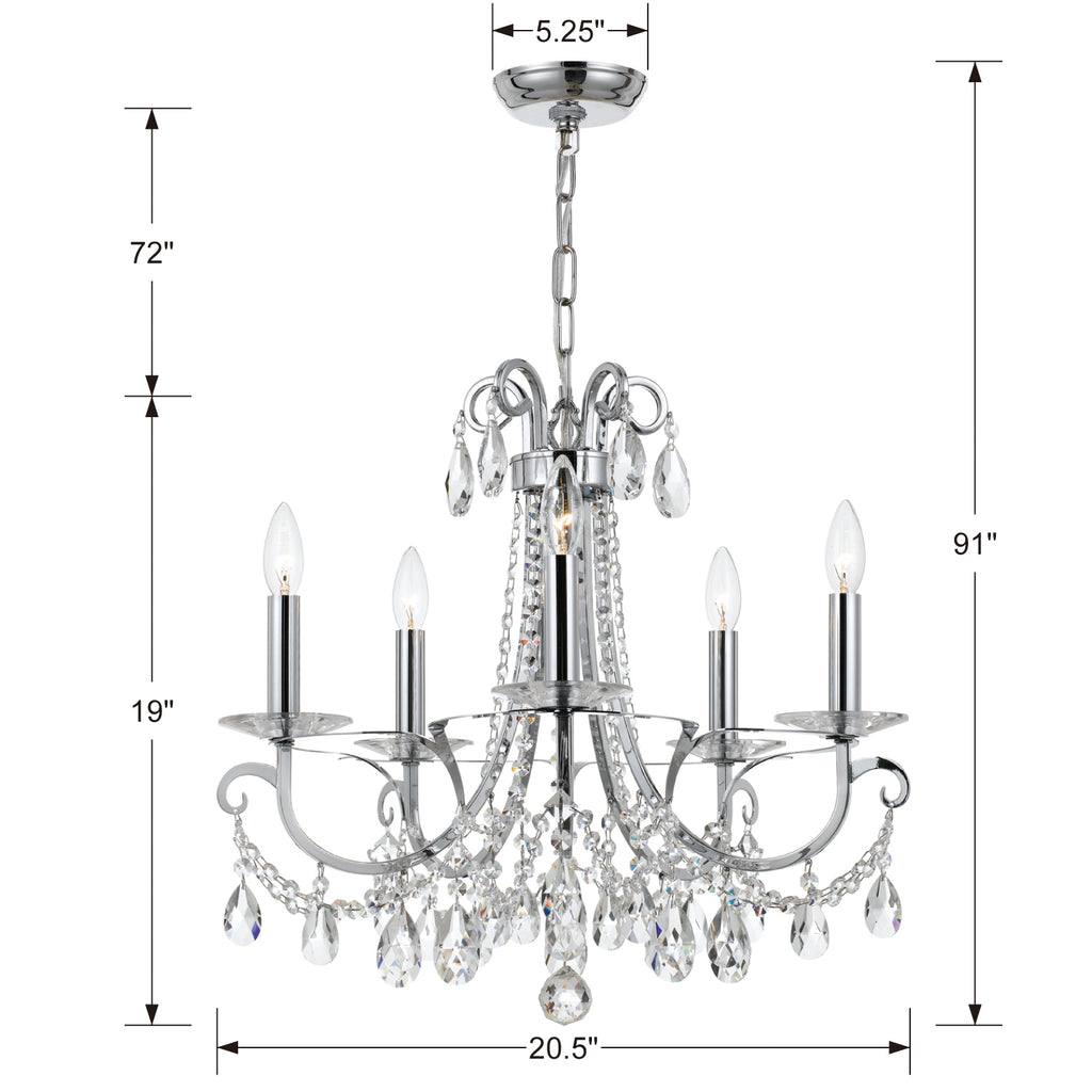 Crystorama - 6825-CH-CL-SAQ - Five Light Chandelier - Othello - Polished Chrome