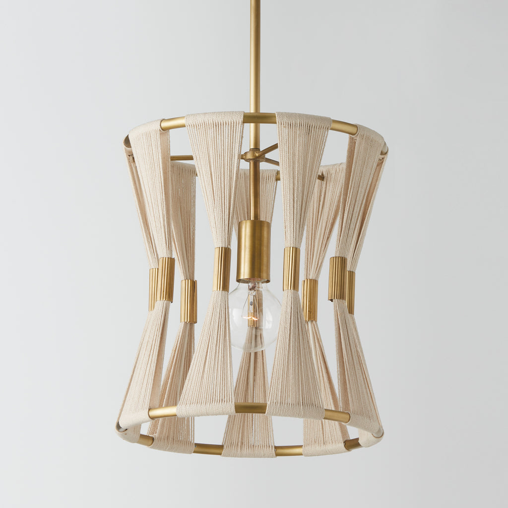 Capital Lighting - 341111NP - One Light Pendant - Bianca - Bleached Natural Rope and Patinaed Brass