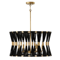 Capital Lighting - 341161KP - Six Light Pendant - Bianca - Black Rope and Patinaed Brass