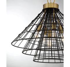 Savoy House - 7-8850-5-143 - Five Light Pendant - Lenox - Black with Warm Brass Accents