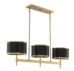 Savoy House - 1-187-3-143 - Three Light Linear Chandelier - Delphi - Black with Warm Brass Accents