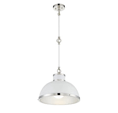 Savoy House - 7-8882-1-172 - One Light Pendant - Corning - White with Polished Nickel Accents