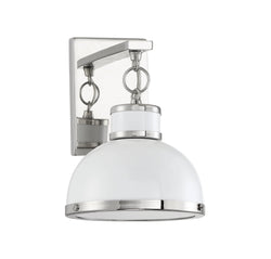 Savoy House - 9-8884-1-172 - One Light Wall Sconce - Corning - White with Polished Nickel Accents