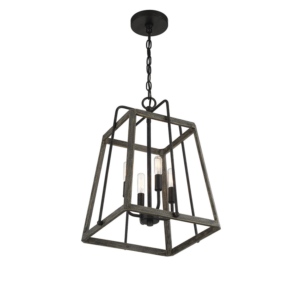 Savoy House - 7-8893-4-101 - Four Light Pendant - Hasting - Noblewood with Iron