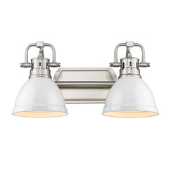 Golden - 3602-BA2 PW-WH - Two Light Bath Vanity - Duncan PW - Pewter