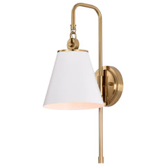 Nuvo Lighting - 60-7446 - One Light Wall Sconce - Dover - White / Vintage Brass