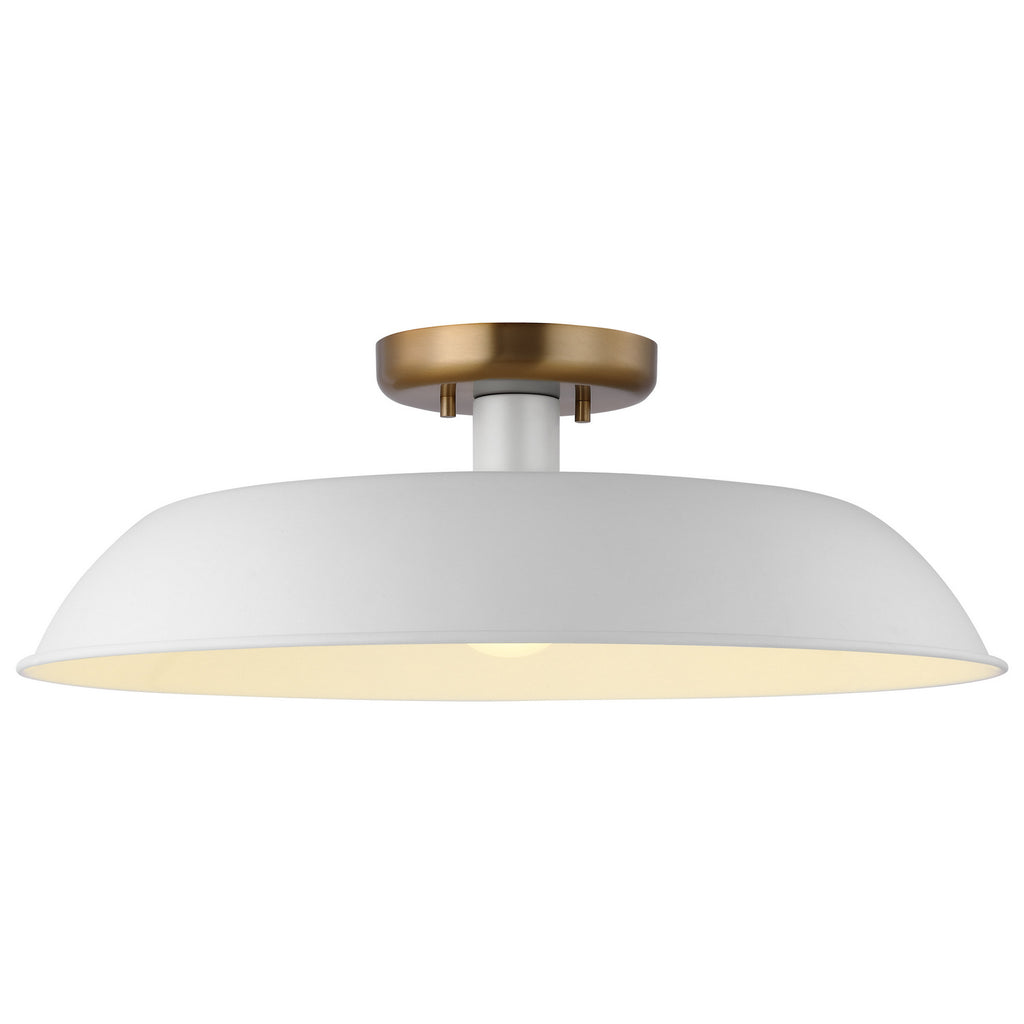Nuvo Lighting - 60-7493 - One Light Flush Mount - Colony - Matte White / Burnished Brass