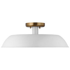 Nuvo Lighting - 60-7493 - One Light Flush Mount - Colony - Matte White / Burnished Brass