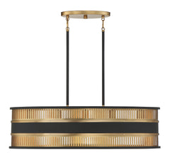 Savoy House - 1-1813-5-143 - Five Light Linear Chandelier - Eclipse - Matte Black with Warm Brass Accents