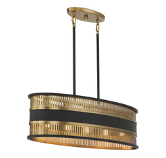 Savoy House - 1-1813-5-143 - Five Light Linear Chandelier - Eclipse - Matte Black with Warm Brass Accents