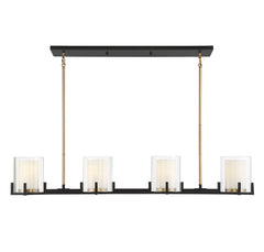 Savoy House - 1-1982-4-143 - Four Light Linear Chandelier - Eaton - Matte Black with Warm Brass Accents