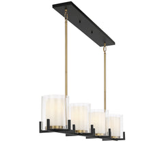 Savoy House - 1-1982-4-143 - Four Light Linear Chandelier - Eaton - Matte Black with Warm Brass Accents