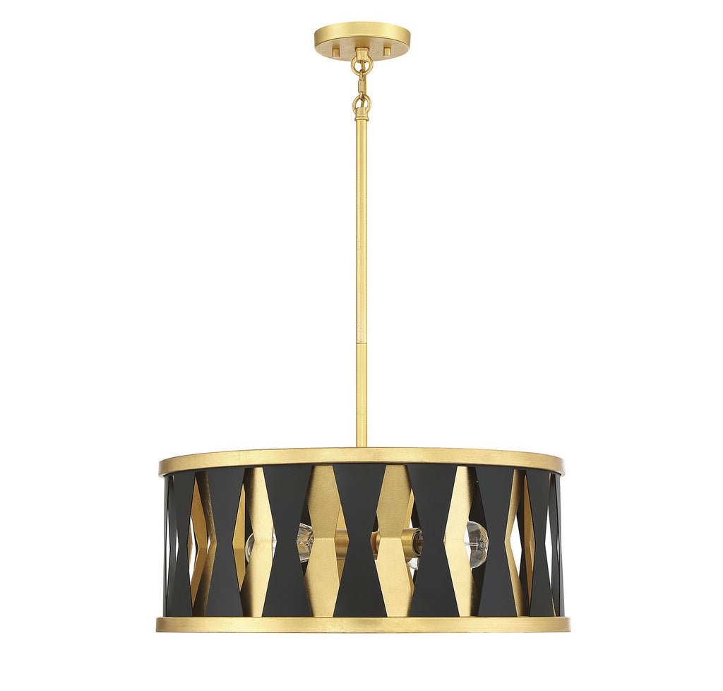 Savoy House - 7-1929-4-261 - Four Light Pendant - Kellerman - Matte Black with True Gold