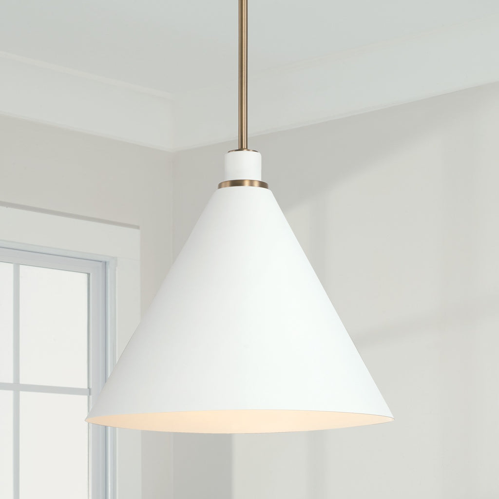 Capital Lighting - 350112AW - One Light Pendant - Bradley - Aged Brass and White
