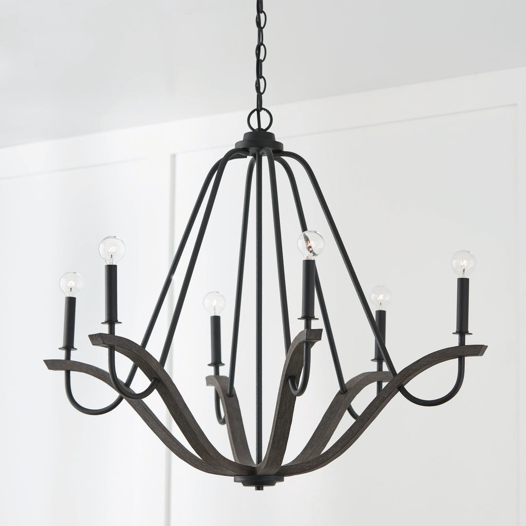Capital Lighting - 447661CK - Six Light Chandelier - Clive - Carbon Grey and Black Iron
